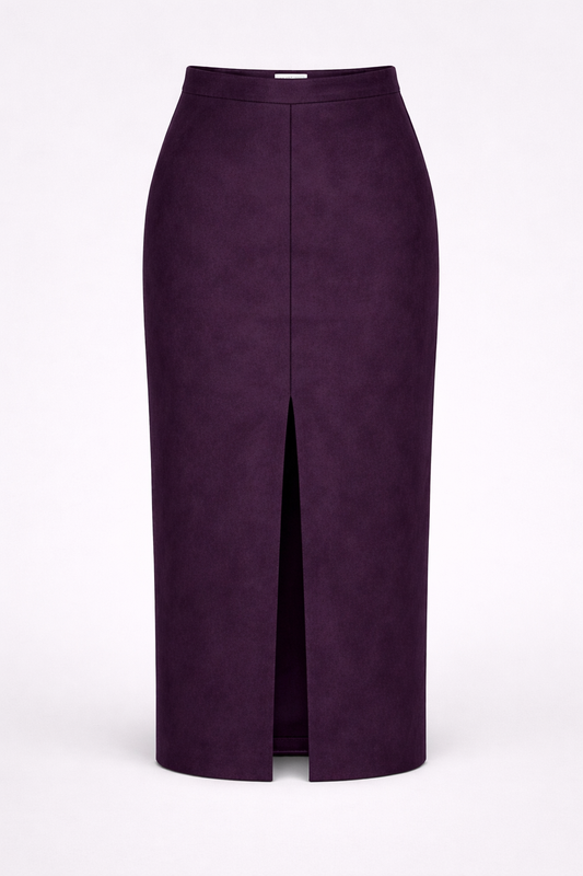 The Firenze Suede Skirt - Aubergine Purple